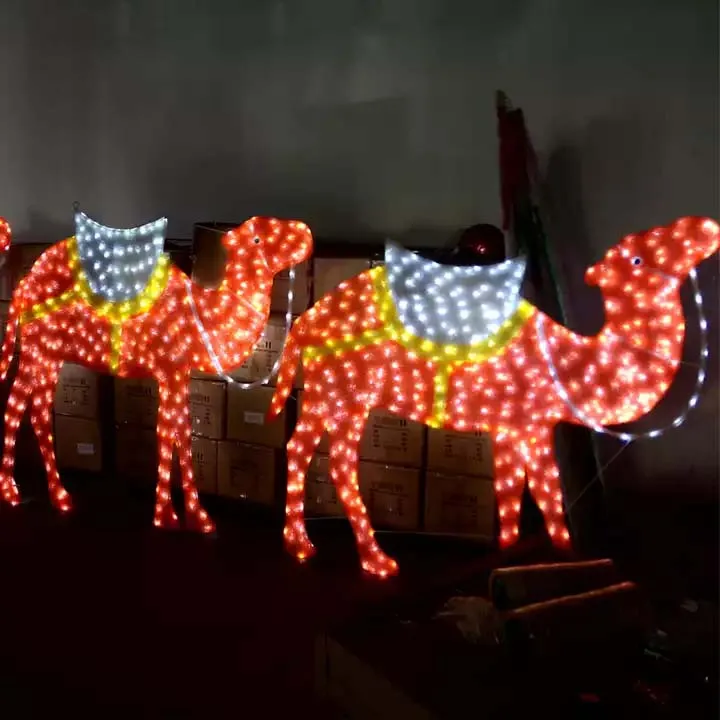 Holiday Giant Outdoor Decorations LED Large 3D Camel Sculpture Motif Lights