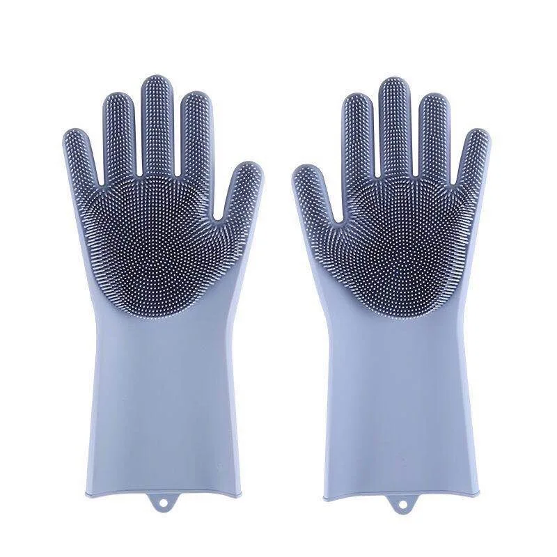 unique kitchen gadgets Dishwashing Cleaning Gloves For Kitchen silicone gloves set single side scrubber pet cleaning gloves