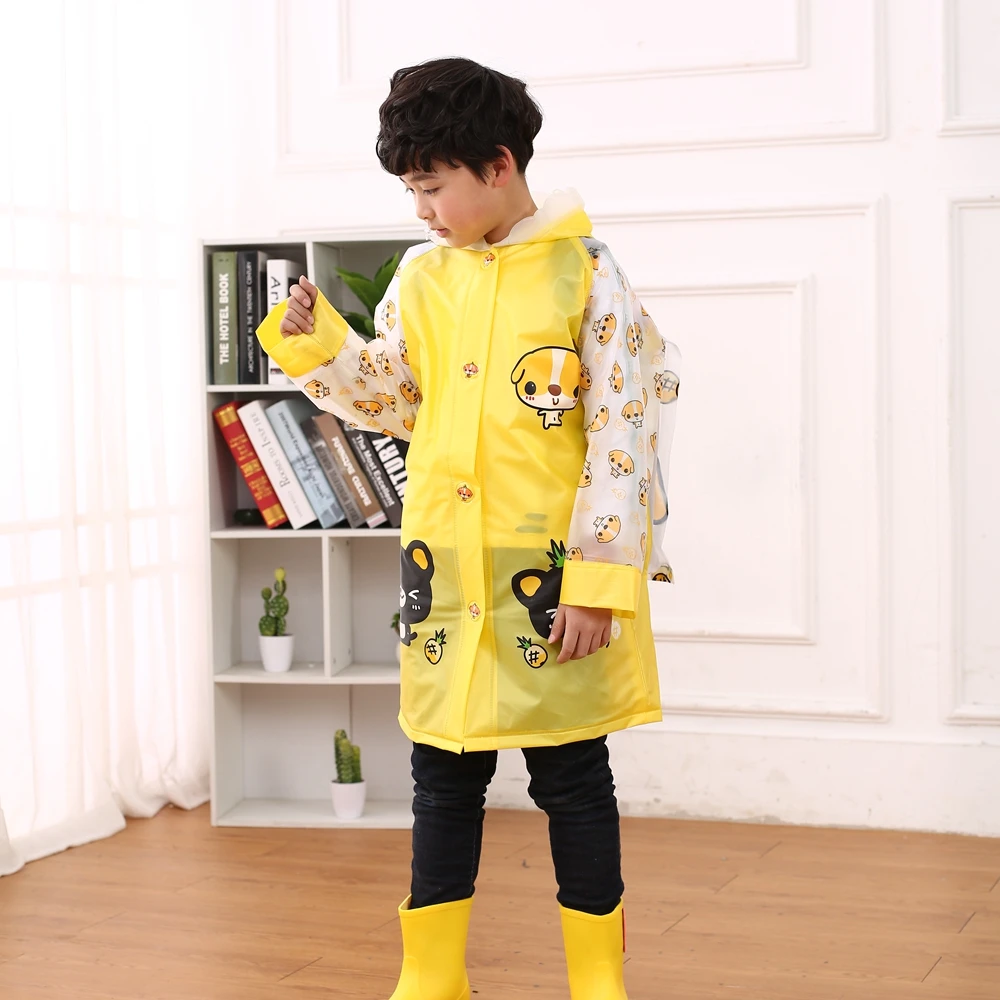 Оптовая продажа, детский дождевик из ПВХ с милыми мультяшными животными, с сумкой-рюкзаком