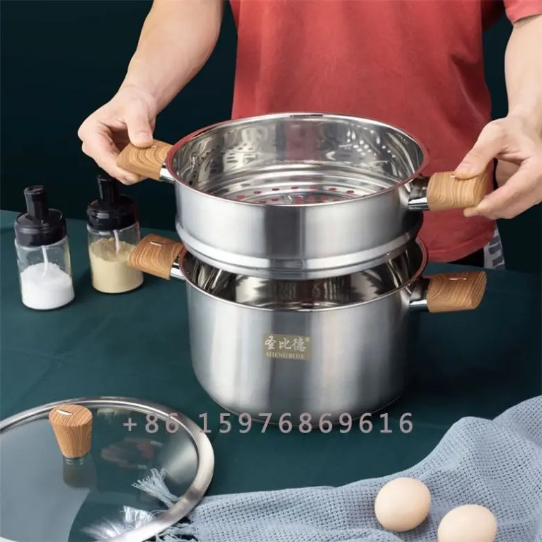 induction Household Stainless steel steamer  2 Layers 304 Steamer High Quality Cookware Cooking Pot For Kitchen
