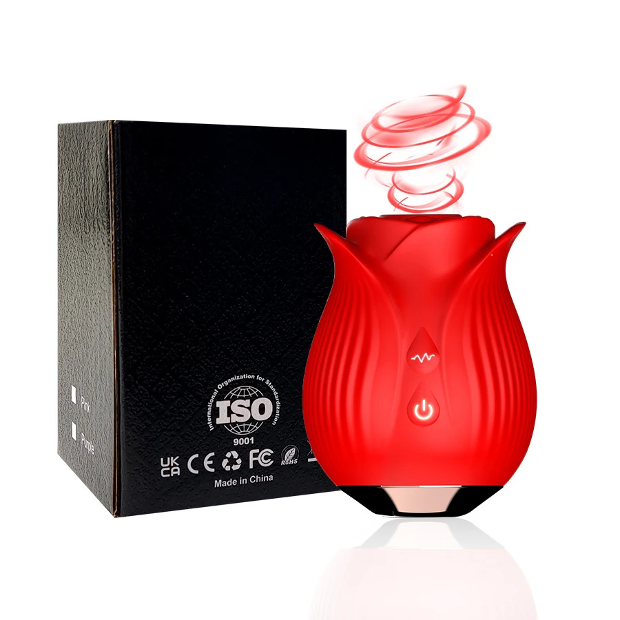 Rose Shaped Sex Stimulator For Women Mini Clitoral Vibrator Stimulator With 12 Kinds Of Sucker Rose Sex Toy for Women