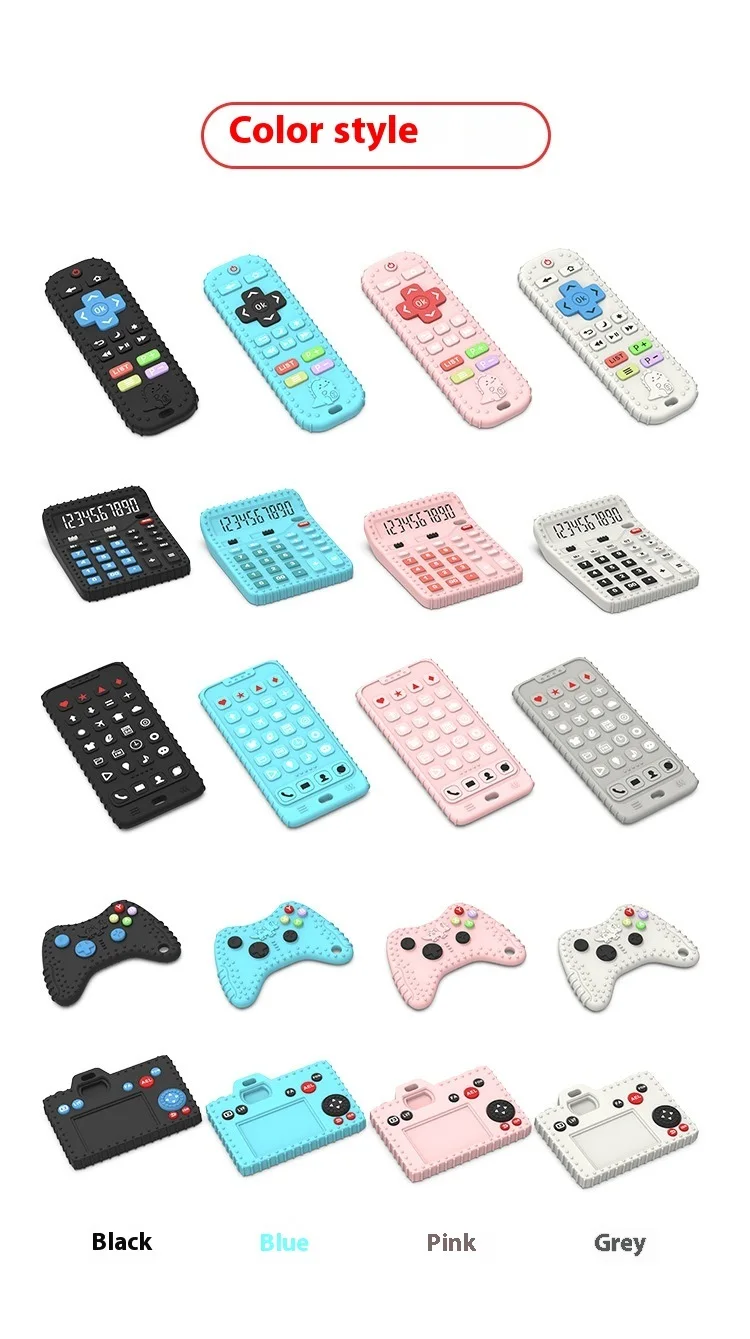 Food grade remote control phone shape baby teething toy baby chew toy teether