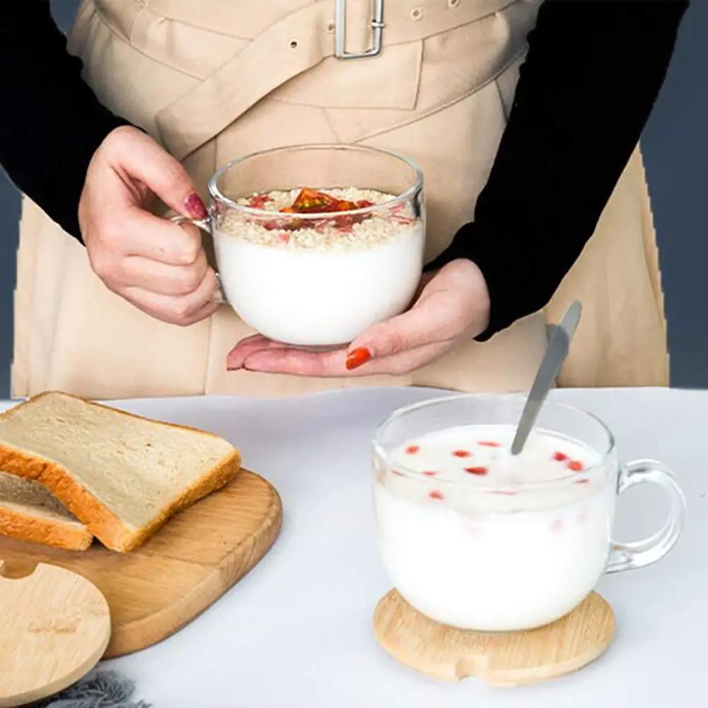 Wholesale Custom Logo Breakfast Milk Cup Dessert Cup Coffee Mug Batter Bowl Handle and Spoons with Glass