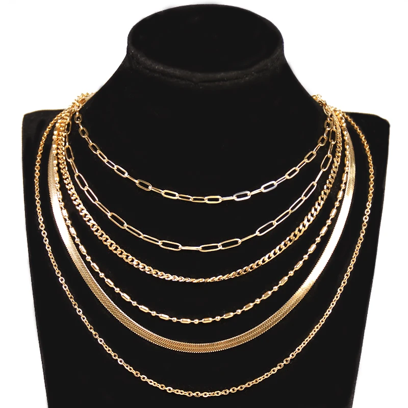 Custom Jewelry All Size Stainless Steel Chain Jewelry Dainty Twisted Figaro Snake Chain 18K Gold Plated Men Women Chain Necklace