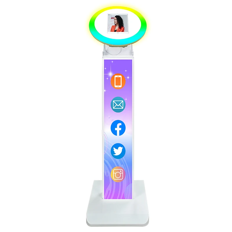 2022 New Selfie Kiosk Ring Light Ipad Booth Led Ipad Photo Booth Stand Portable Ipad Photo Booth Shell With Remote Control