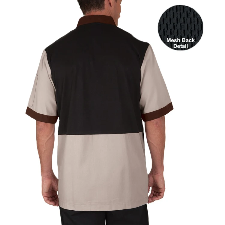 Оптовая продажа, летняя мужская традиционная форма шеф-повара суши, белая сетчатая куртка с коротким рукавом и полуспинкой для ресторана