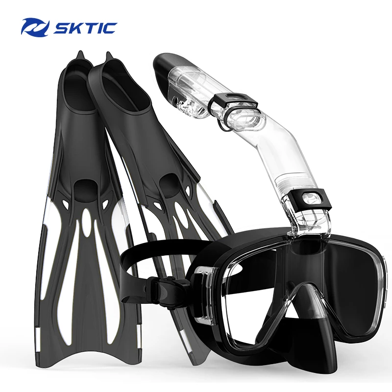 SKTIC Swim Front Swimming Universal Mascara Snorkeling Equipment Diving Mask Set Silicone Anti Fog Full Face Snorkel Mask