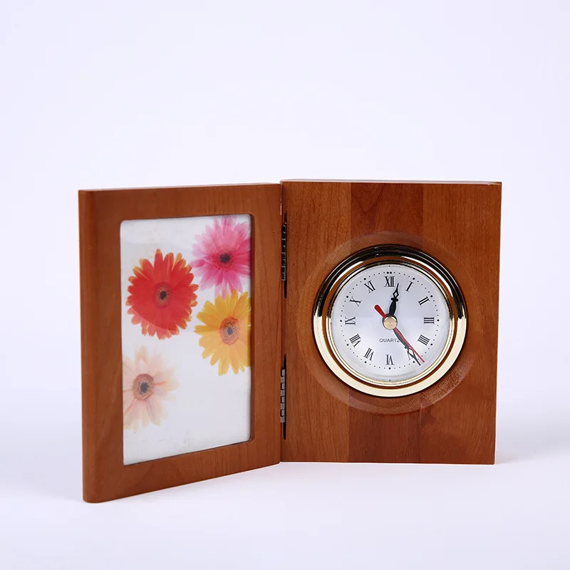 
Factory direct sales creative solid wood desk clock frame clock multifunctional desk clock wooden 