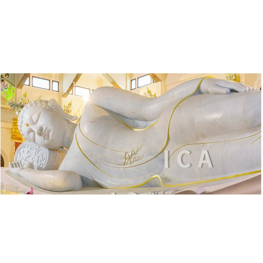Garden outdoor large marble stone big figurines lying  buddha statue