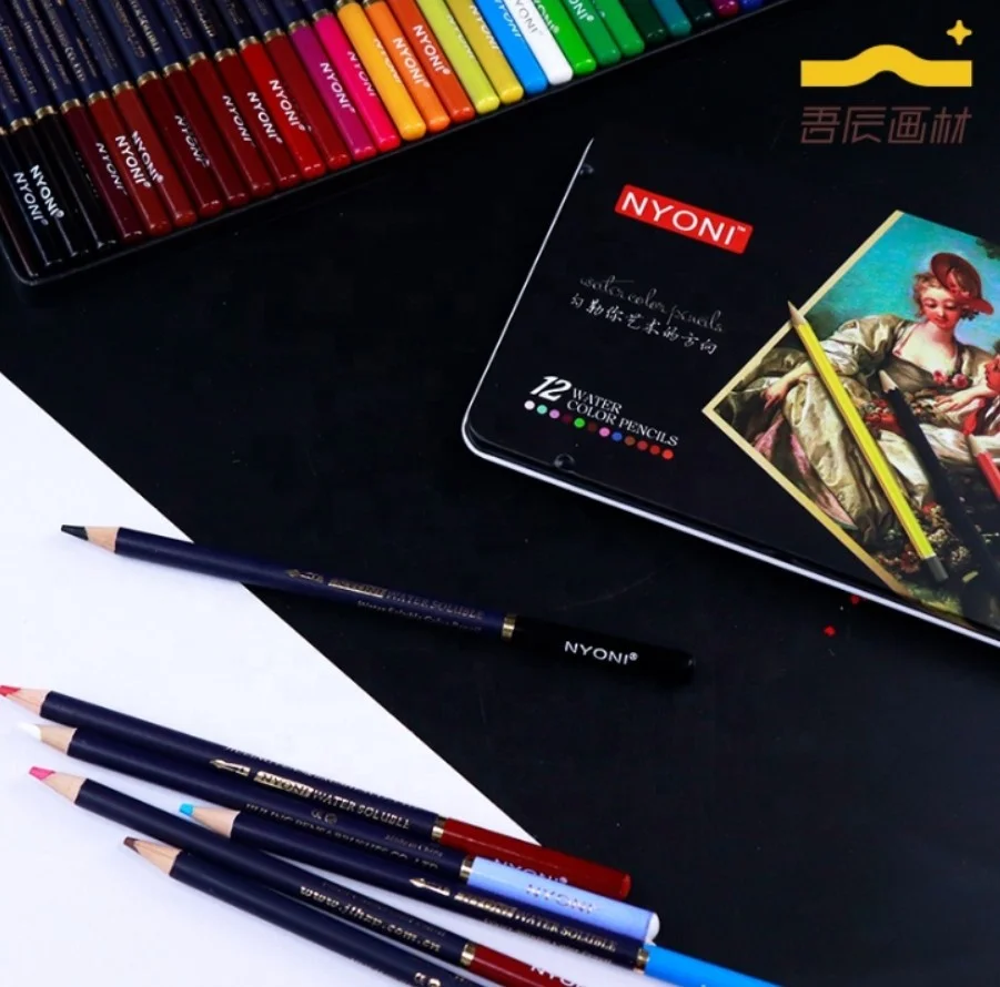 Professional Art Standard Watercolor Water Soluble Colour Color Pencil Set for Artist Drawing  12/24/36/48/72/100 Colors