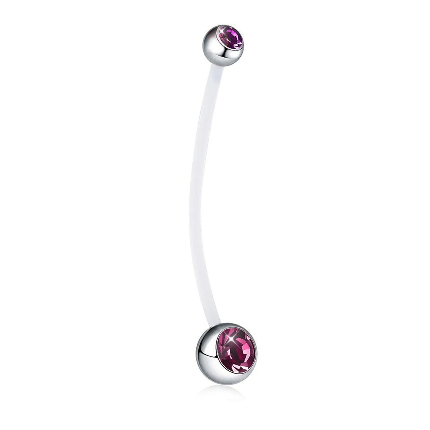 Stylish maternity belly button ring acrylic long soft rod double drill belly ring daily party wear body piercings jewelry