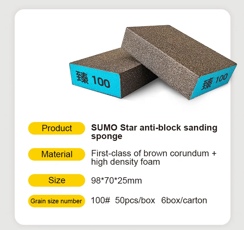 double-sided corundum abrasive hand anti-block sanding sponge block foam for drywall and wood Grinding polishing