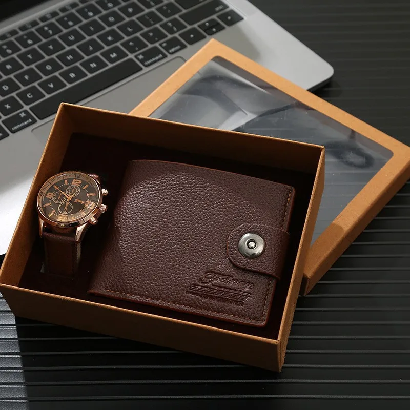 Watch And Wallet Gift Set For Men Top Brand Luxury Business Quartz Wristwatch Boyfriend Men Original Gifts