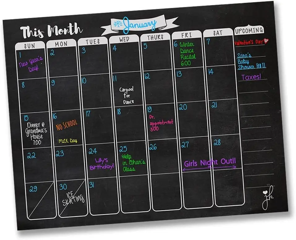 Magnetic dry erase refrigerator calendar monthly planner schedule board 18 x 14 inches with 3 magnetic markers and 1 eraser