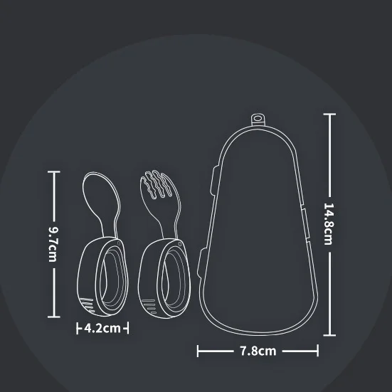 Eco-friendly Stainless Steel Round -handle Spoon and Fork Set Portable Spoon and Fork Set for Baby Kids