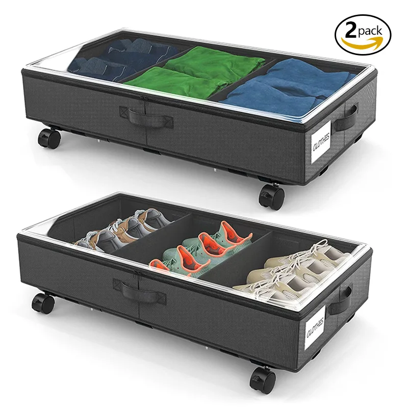 Oxford Under Bed Storage Containers With Wheels Foldable Bedroom Storage Organization With Handles