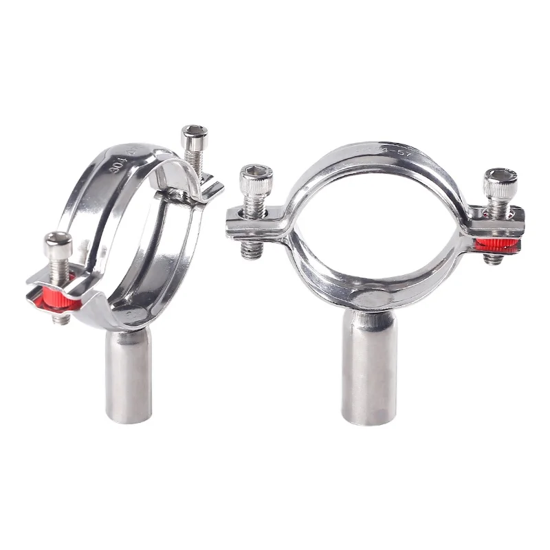 Sanitary Food Grade stainless steel 304 201 316 welded/adjustable tube length round pipe hanger clamp pipe supporter holder