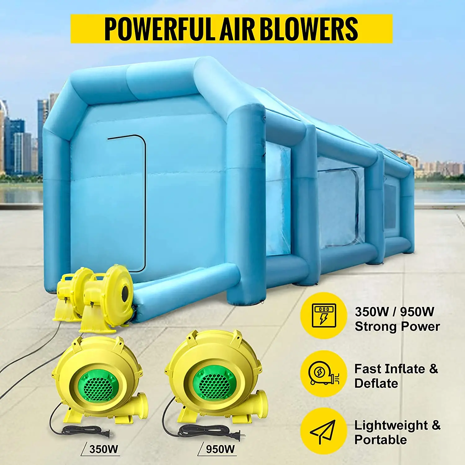 Air sealed type Customized inflatable spray booth for car paint with logo printing