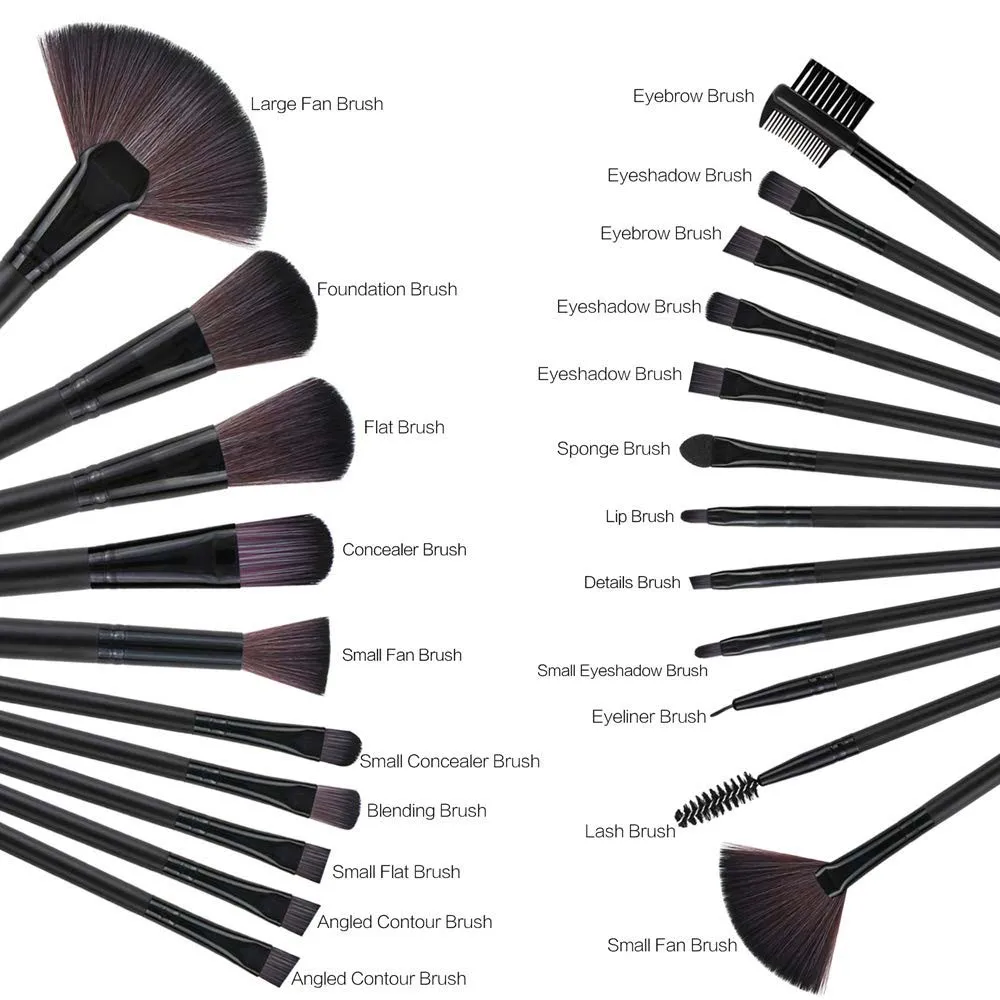 Hot selling black silver professional makeup brushes set natural synthetic hair cylinder package stock low MOQ