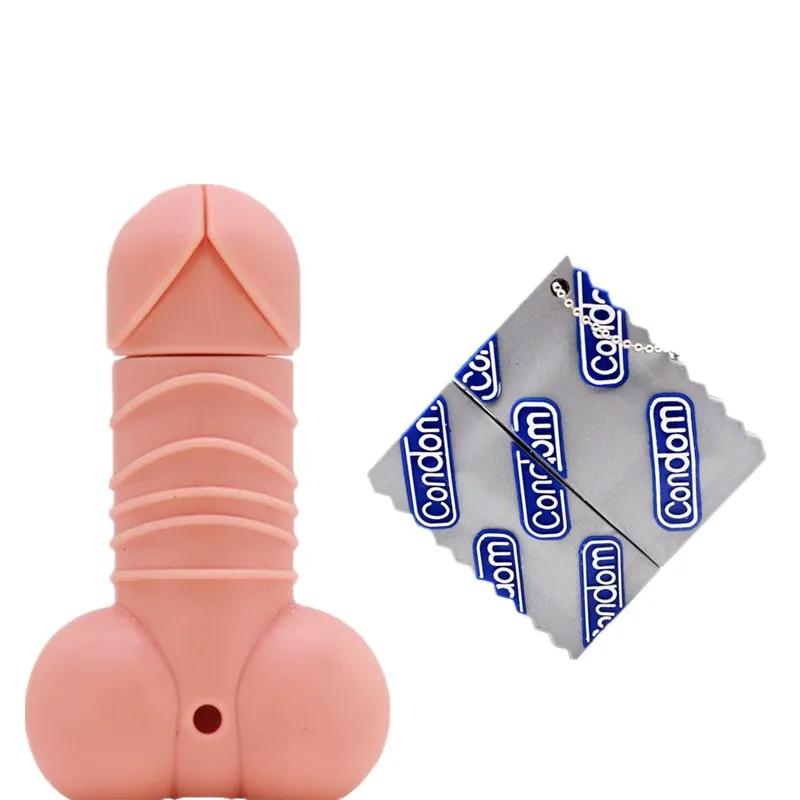 Cartoon Men Genital Pendrive 4GB USB Flash Drive 8GB 16GB 32GB Pen Drive 64GB 128GB 256GB U Disk Funny PenisCondom Memory Stick