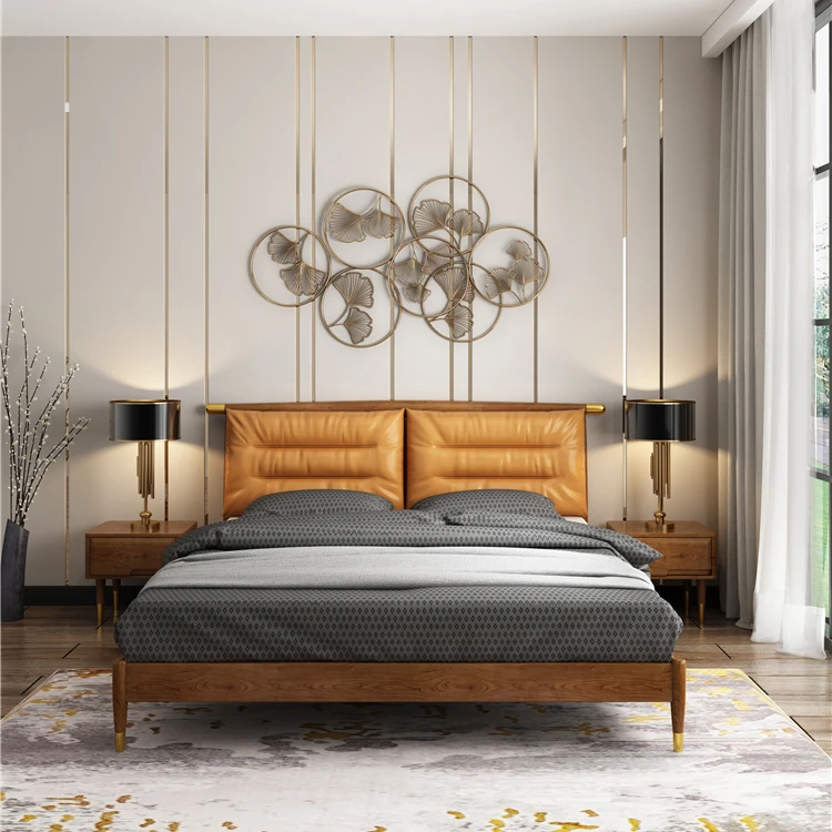 Luxury Solid Wood Teen Bedroom Slatted Adjustable Bed Double Bedroom Sets Bed On Sale Wooden Beds