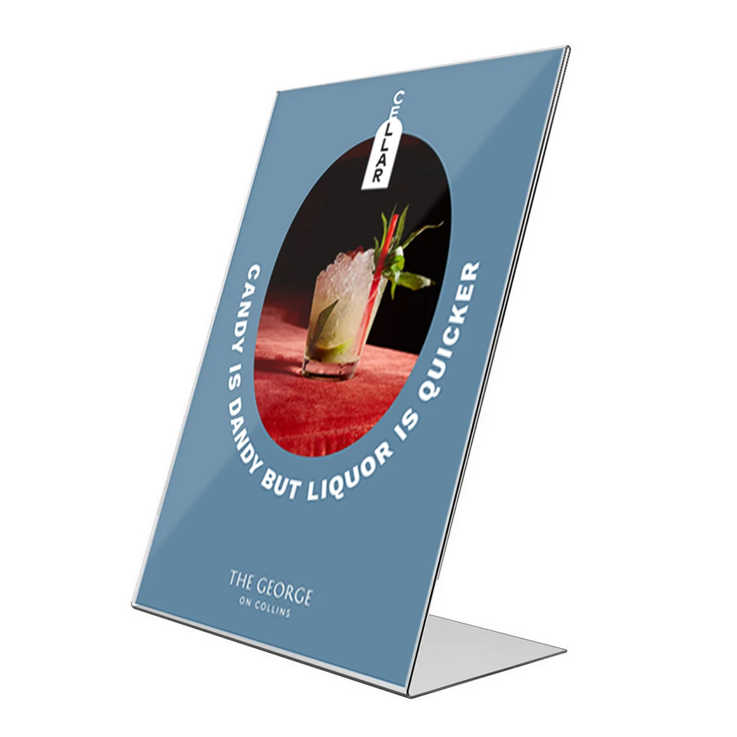 Wholesale Custom Transparent L-Shaped Acrylic Holder Display Pvc Plastic Table Sign