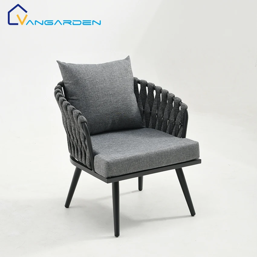4pcs outdoor waterproof fabric garden furniture rope sofa chair set modern patio aluminum sofa set