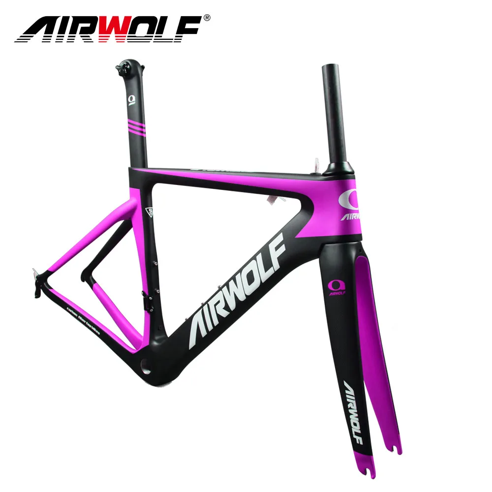 OEM ODM Super Light Internal Routing Bicycle Frameset Airwolf Bicycle Frame T800 Toray Fiber Carbon Road Bike Frame Aero
