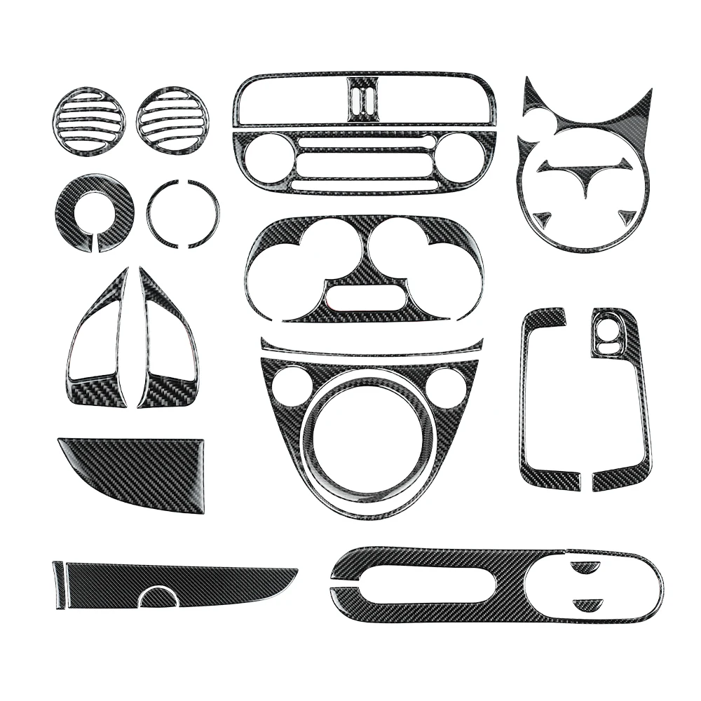 Shasha Carbon Real Carbon Fiber Full product Interior Kit For Fiat 500 Abarth 595 2012 2013 2014  2015 carbon fiber kit