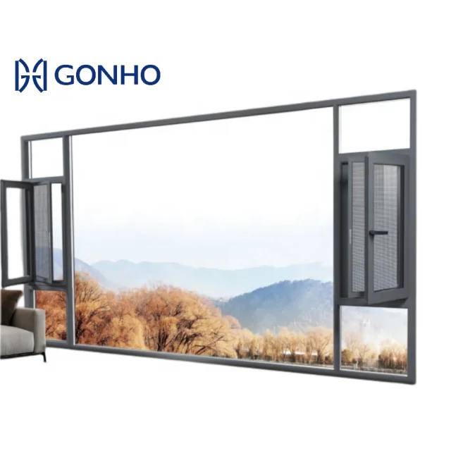 Gonho explosive new products hurricane impact aluminum windows casement security bars for casement window crimsafe