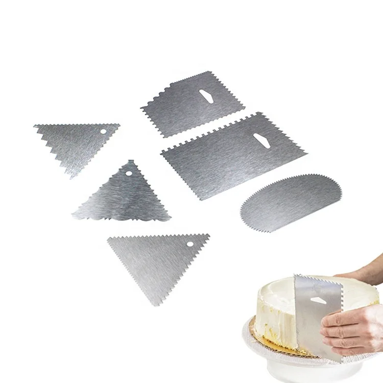 rectangular triangular trapezoidal oval serrated shaped Stainless steel cake scraper non stick ice cream cake Spatula Sets