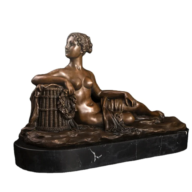 ArtsHom DS-190 exotic home decor office decoration modern Nude Woman Statue Figurine Copper Western Naked Female Sculpture