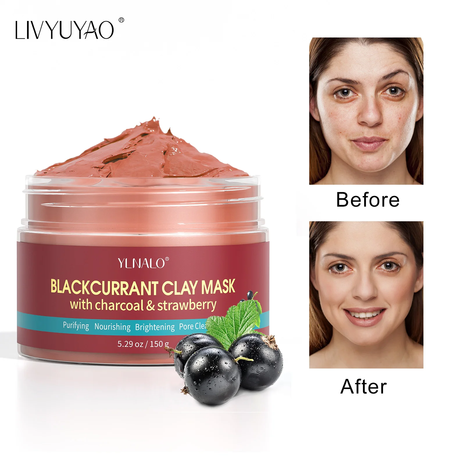 Anti aging Blackcurrant Clay mask black magnet magnetic charcoal mask deep cleansing firming black clay mask