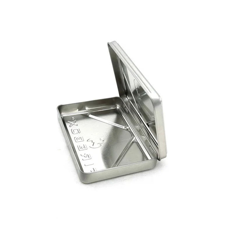 Hot selling pure silver tin box with engraved metal tin box packaging Match cotton swab tin box packaging