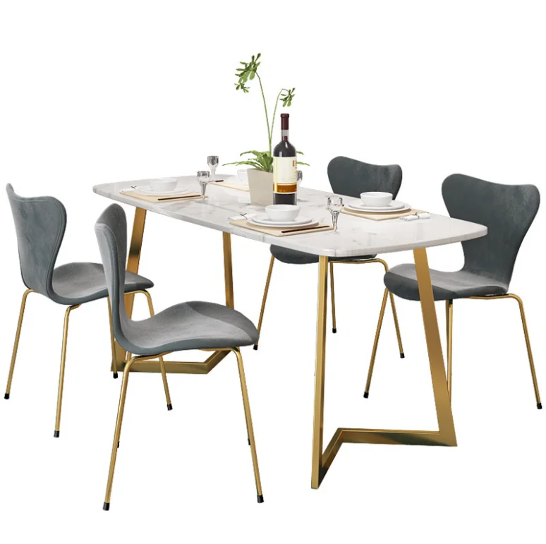 Nordic marble dining table and chair combination modern minimalist iron dining table home small rectangular dining table