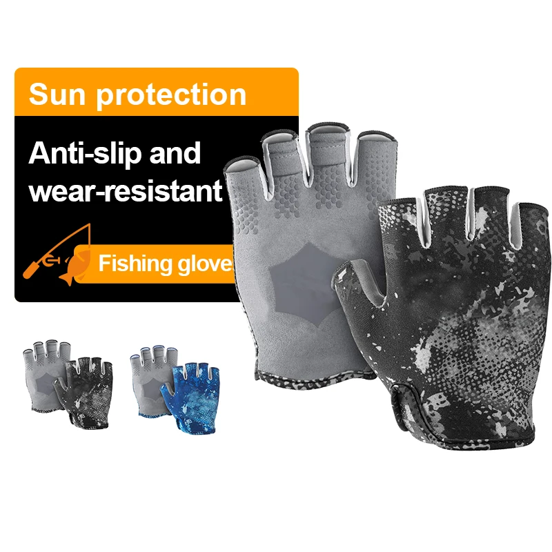 HSD OEM Available Anti Slip waterproof Fishing gloves for sunscreen fingerless gloves for men and women fishing gloves