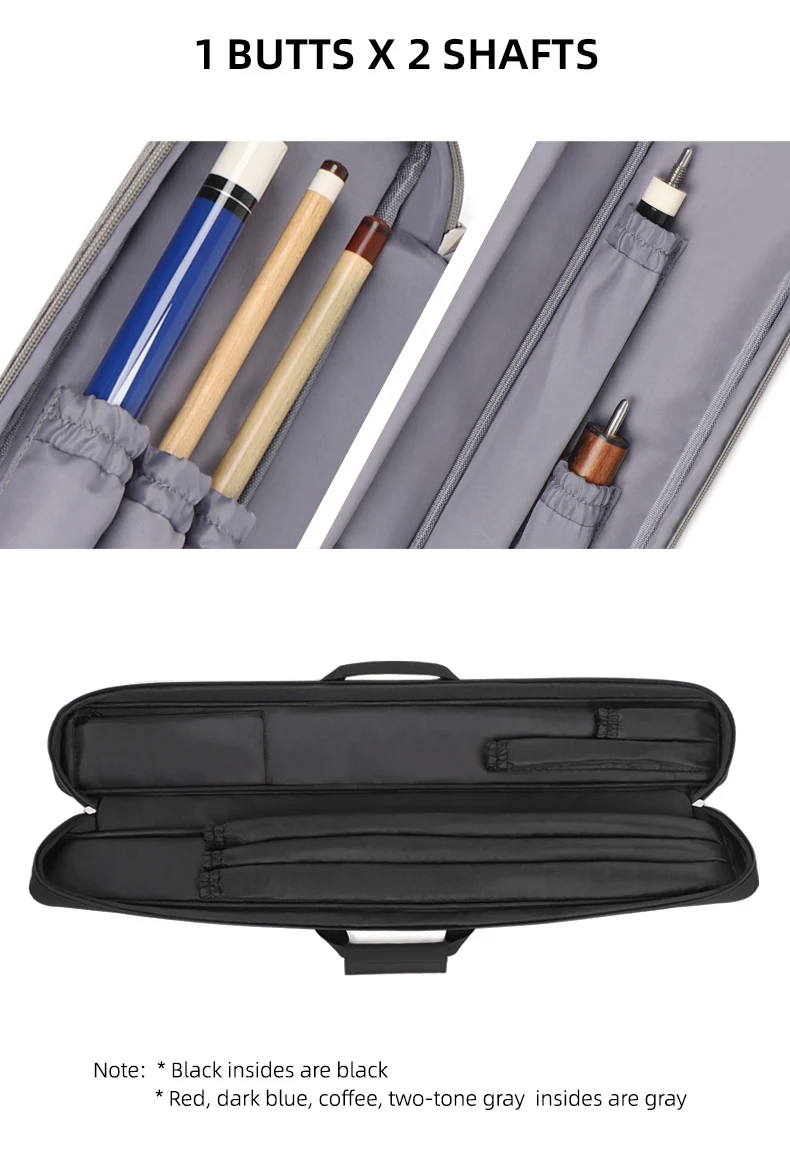The new line comes in rich colors,  The inner pocket can hold billiard accessories, Professional soft pool cue case