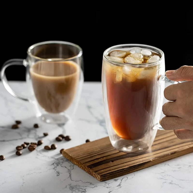Double-layer anti-scald heat-resistant glass high borosilicate water cup milk juice cup