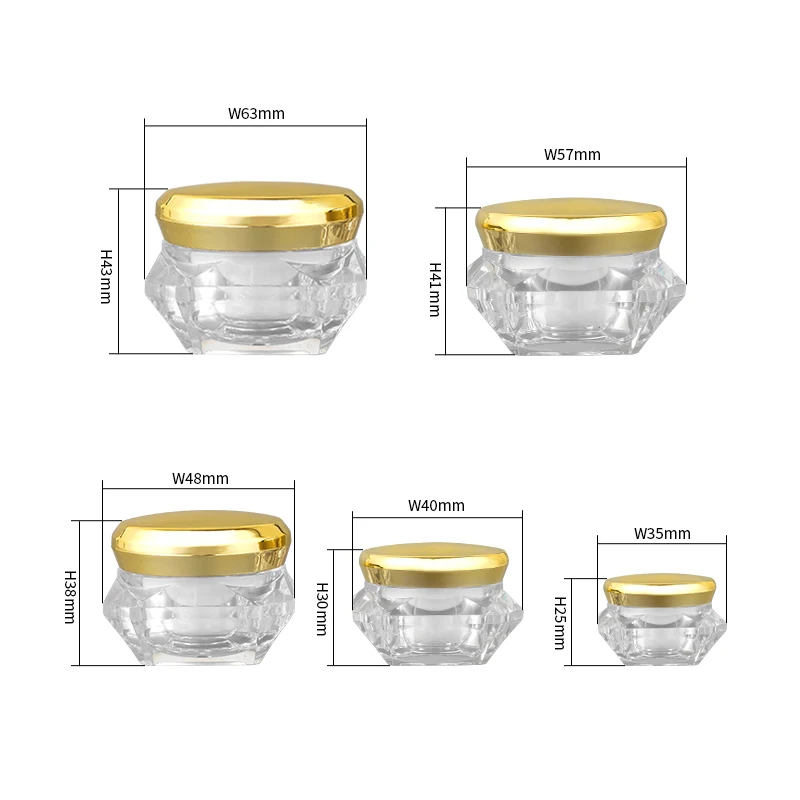3/5/10/15/20/30g Available Diamond Customized Acrylic Jar Modern Design Luxury Cosmetic Empty Cream Container Pot