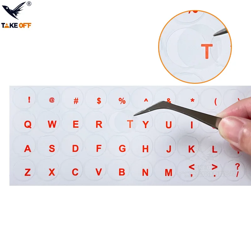 Round Transparent glossy English white keyboard stickers language keyboard sticker
