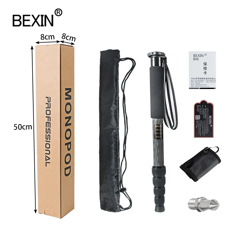 
BEXIN Lightweight High Carbon Fiber Monopod Tripod Stand Portable Flexible Telescopic Tube Trekking Pole for Travel Photography 
