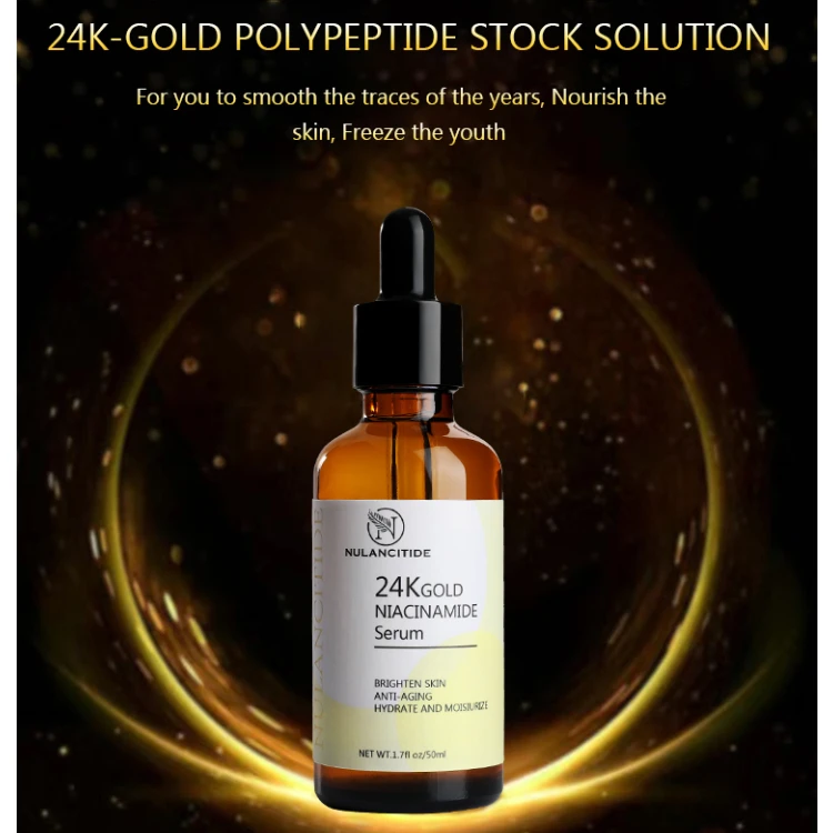 Hot Sale OEM Private Label 50ML Natural Collagen Anti Aging Whitening Facial Skin Care Serum 24K Gold Face Serum Wholesale