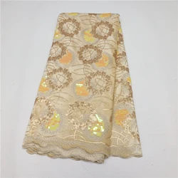 Wedding Clothes Embroidery Lace Fabric French Lace organza lace fabric embroidery with sequins Leaf design