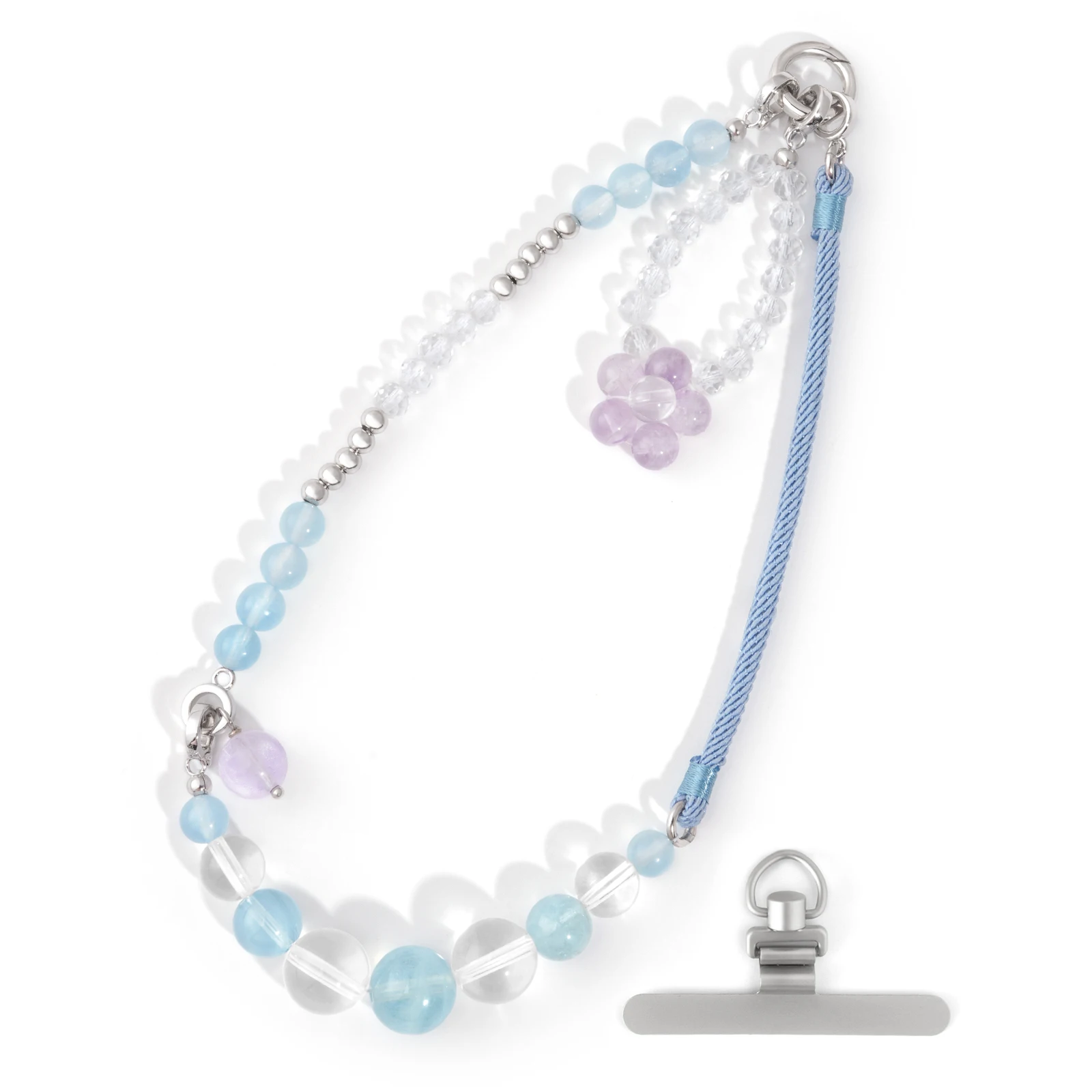 2024 New Natural Crystal Bead Mobile Phone Chain 925 Silver Pendant Charms Jewelry Chain For Phone