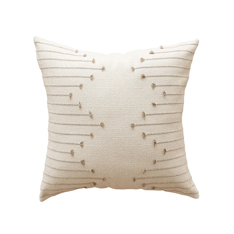 Boho Style Polyester Cotton Geometric Wave Pattern Throw Cushion Cover Modern Square Knitted Pillow Covers for Sofa,Couch, Bed