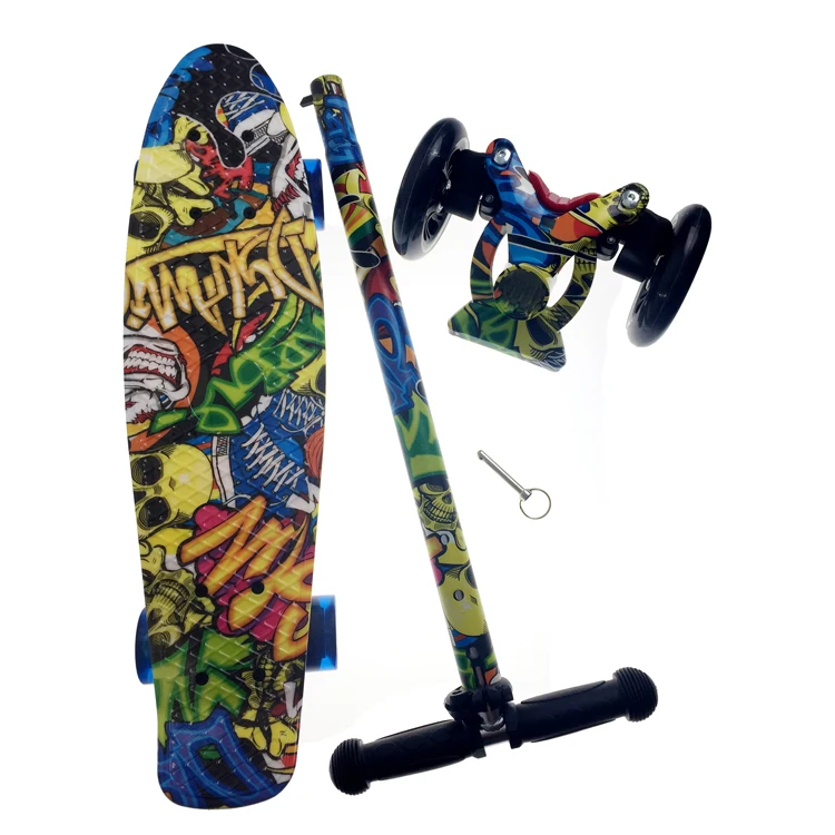 Новый дизайн 2 в 1 скутер/скейтборд с блестками Съемный Детский скутер
