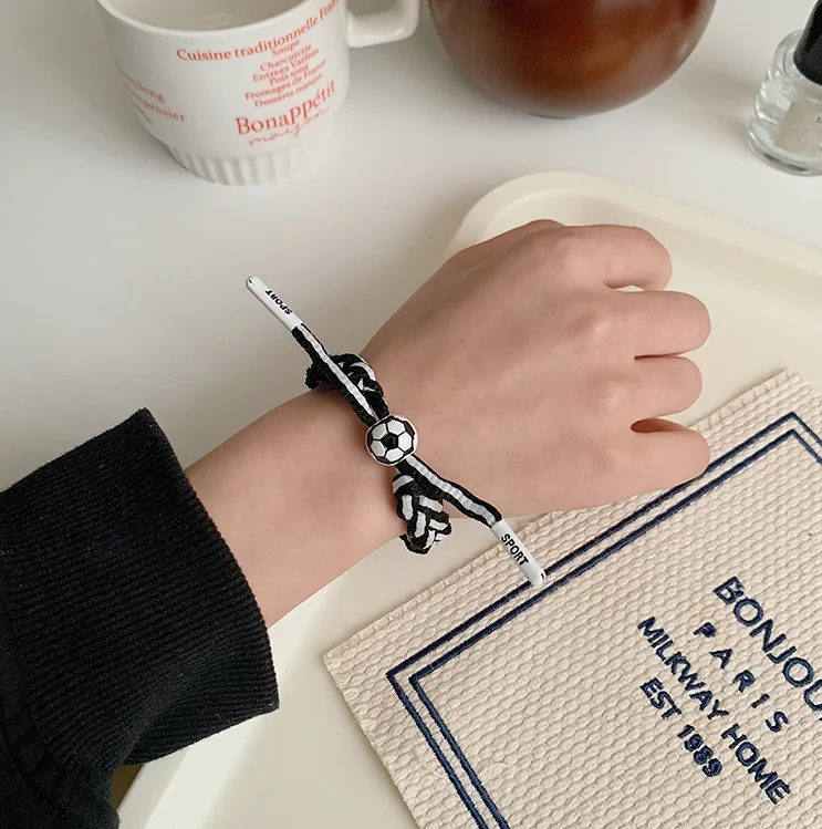 European Cup Star Woven Braided Football Party Gift Jewelry Sport Football Braided Adjustable Rope Bracelet for Men Fan Gift