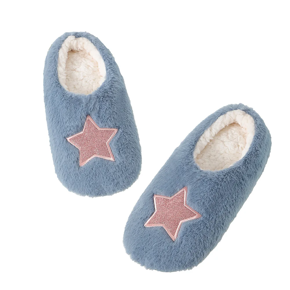 Thick warm Fuzzy Slippers for Women Indoor Fluffy Sherpa Lined house shoes socks non-slip soft soles Cozy Christmas gift