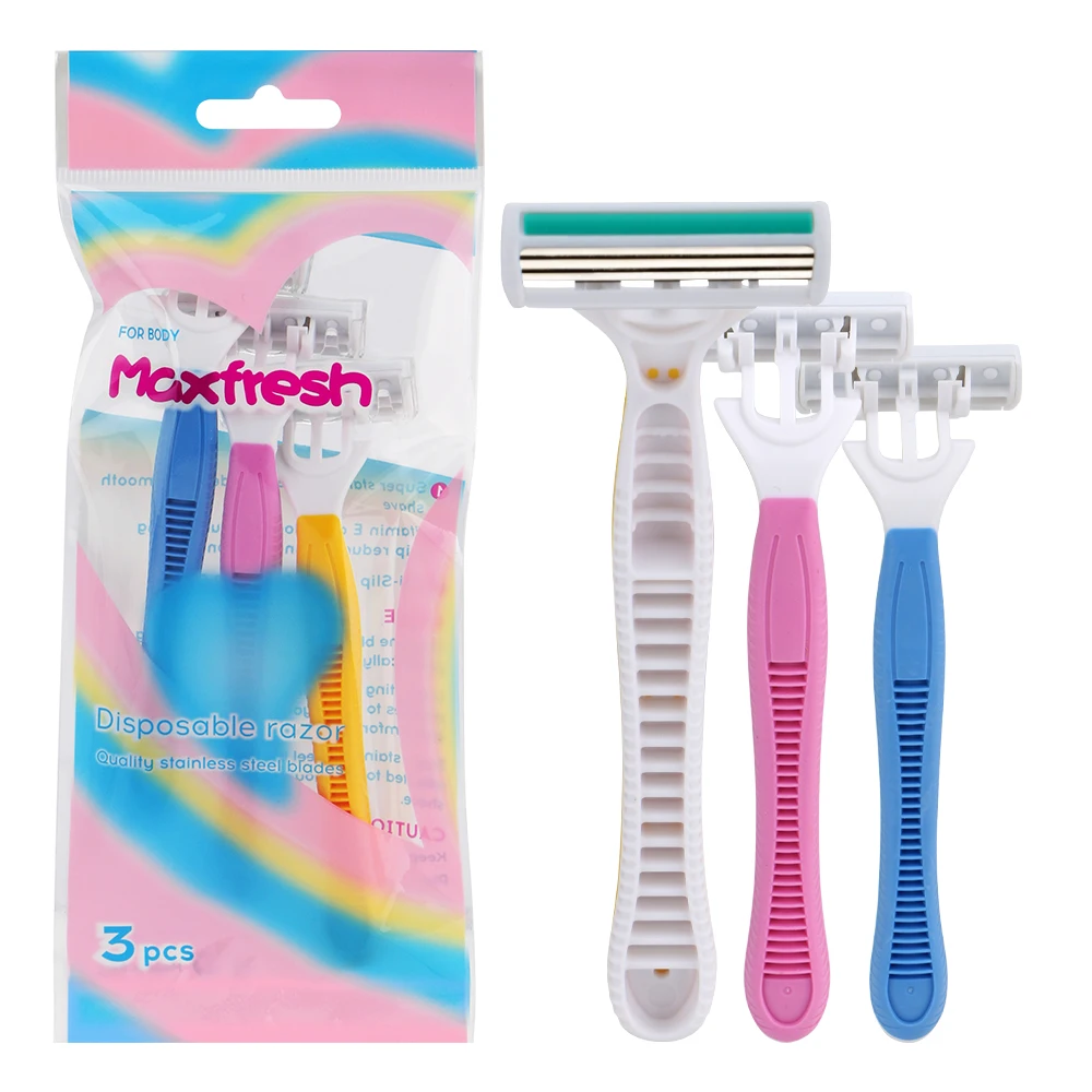 Disposable Razor Triple Stainless Steel Blade With Lubricating Strip Women Shaving Razors