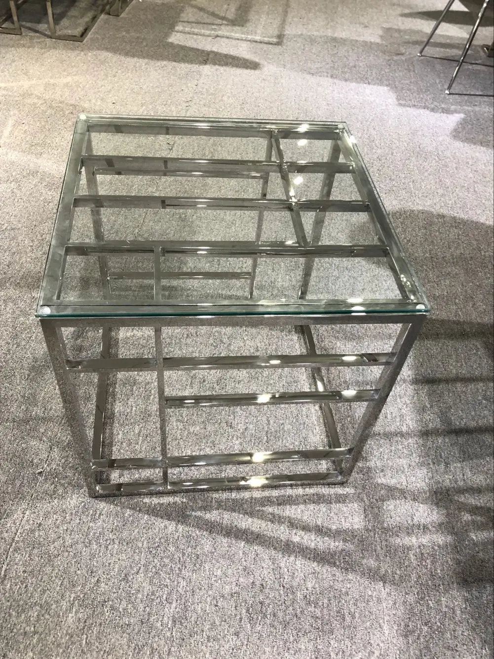 2024 modern luxury home furniture clear glass stainless steel coffee table living room furniture coffee table sets home decor